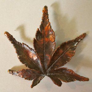 Copper Covered Leaf Brooch